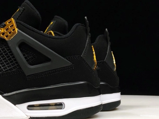 MaikeSneakers Royalty Jordan 4 Black Gold-White Air Metallic 308497-032 0818